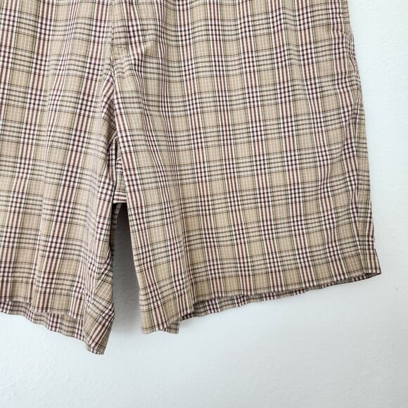 Vintage Claiborne Plaid Relaxed Fit Pleated Shorts Brown Tan 14/16 - Picture 3 of 8